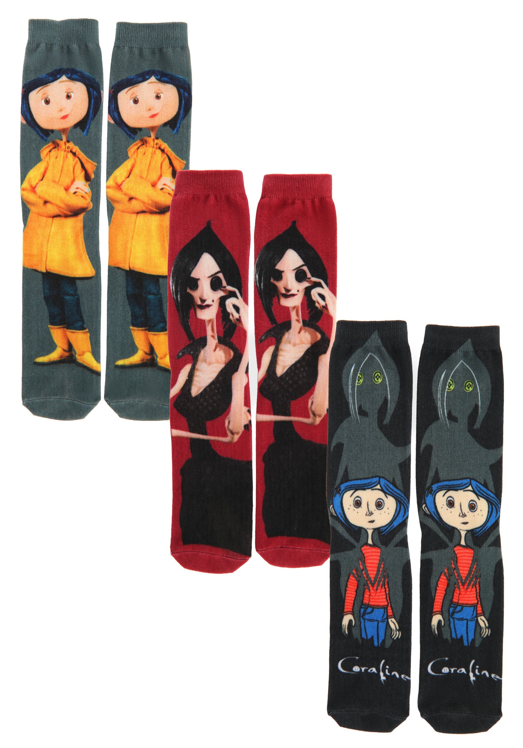 Adult Coraline 3-Pack Crew Socks | Movie Accessories