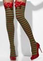 Red & Green Striped Thigh High Stockings