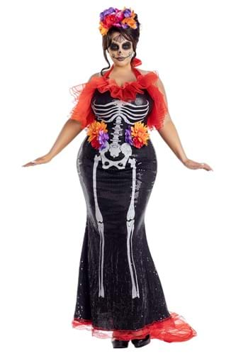 SK47230-WH Day of The Dead Skull Halloween Costume Tight High