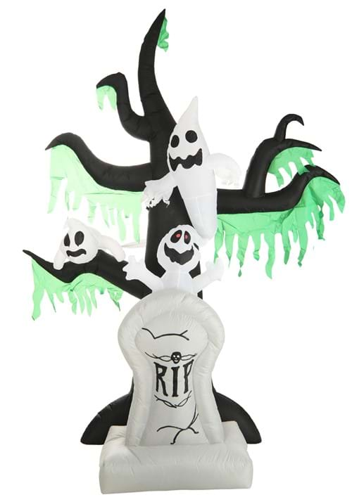 7.25FT Haunted Ghost Tree with Tombstone Inflatable Halloween Prop ...