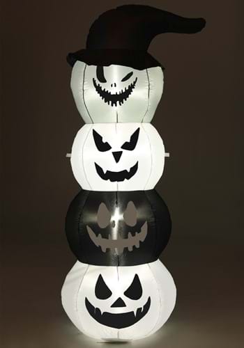 5FT White & Black Inflatable Stacked Jack O Lantern Decoration | Halloween Inflatables