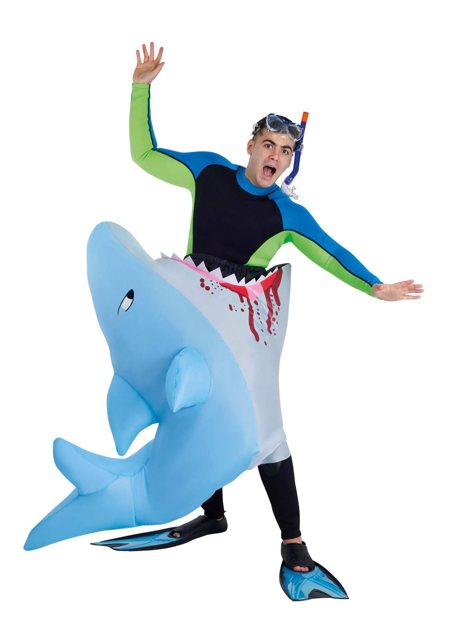 Blue Plush Halloween Shark Head Mask Mascot Costumes