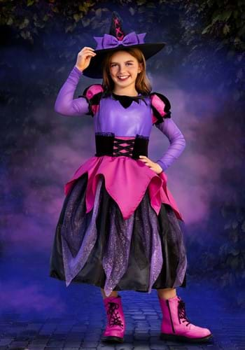 Sassy Black and Purple Witch Girl's Halloween Costume - Teen Size XL