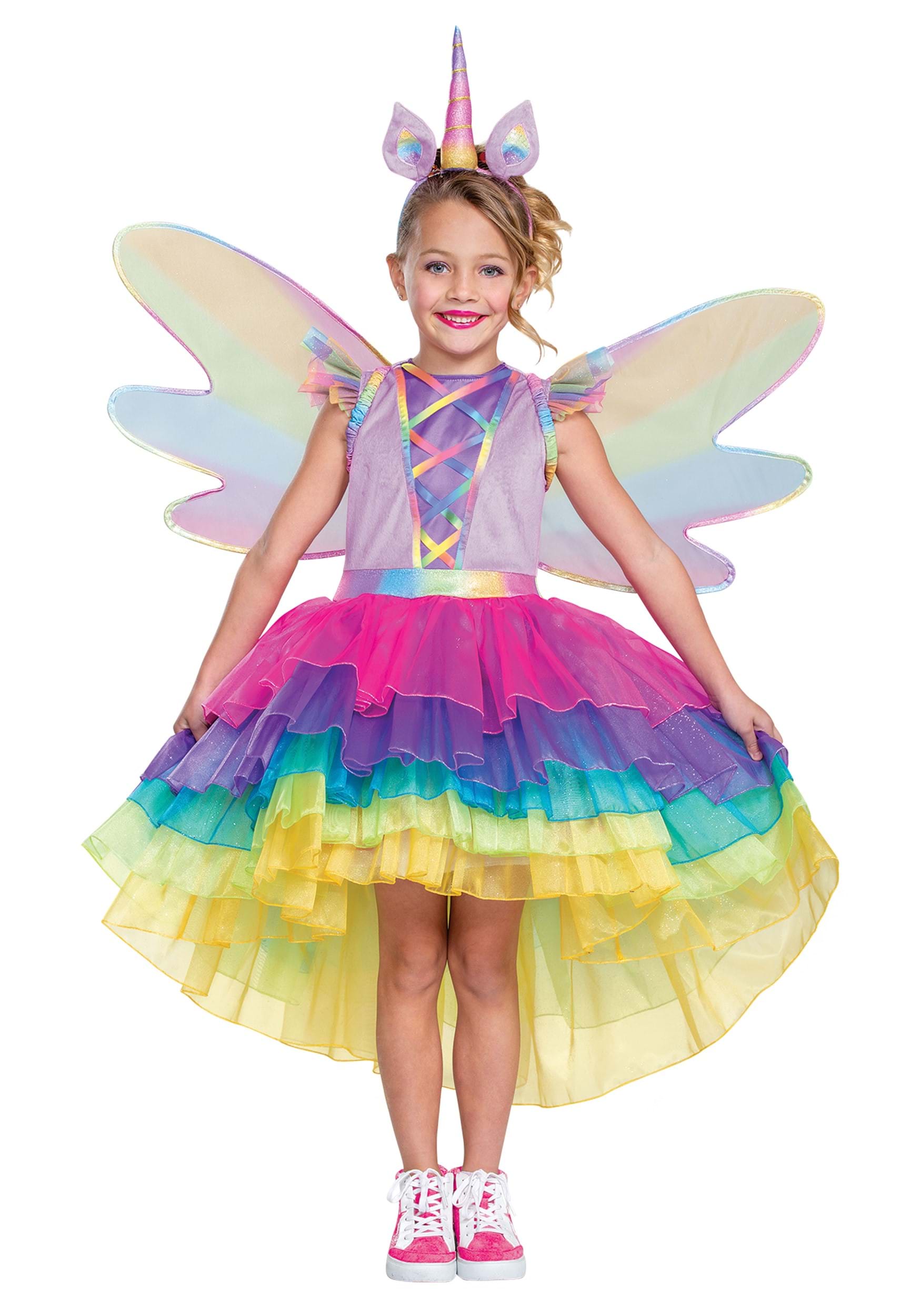 Rainbow Unicorn Girls Child Fantasy Halloween Costume Wig 