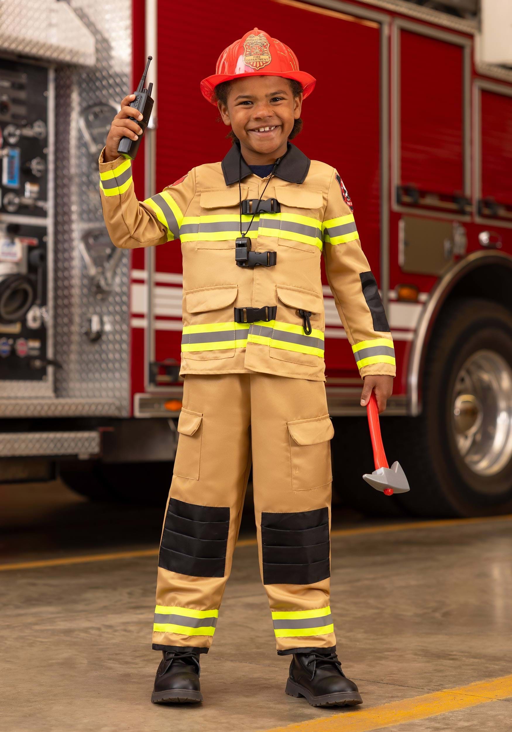 Disfraz de prestigio de bombero para niños Multicolor