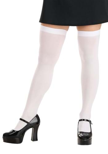 Women's White Sheer Thigh High Stockings with Back Seam