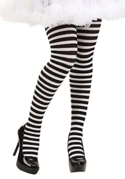 Womens Black White Striped Tights