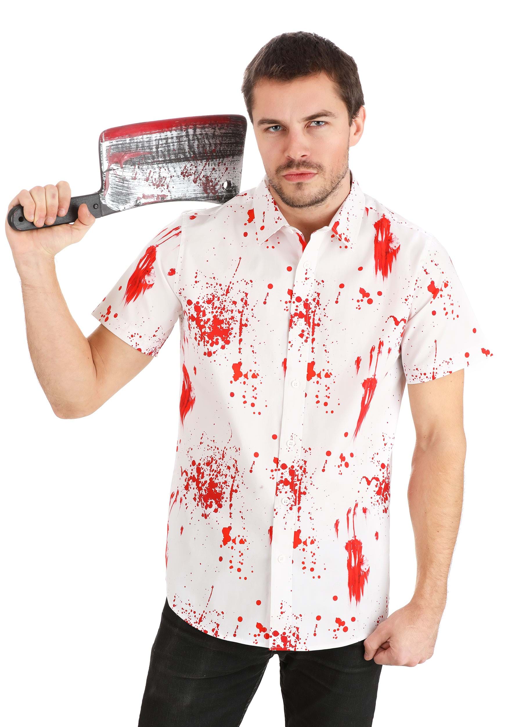 Bloody Haunted Halloween Button Up Shirt for Adults