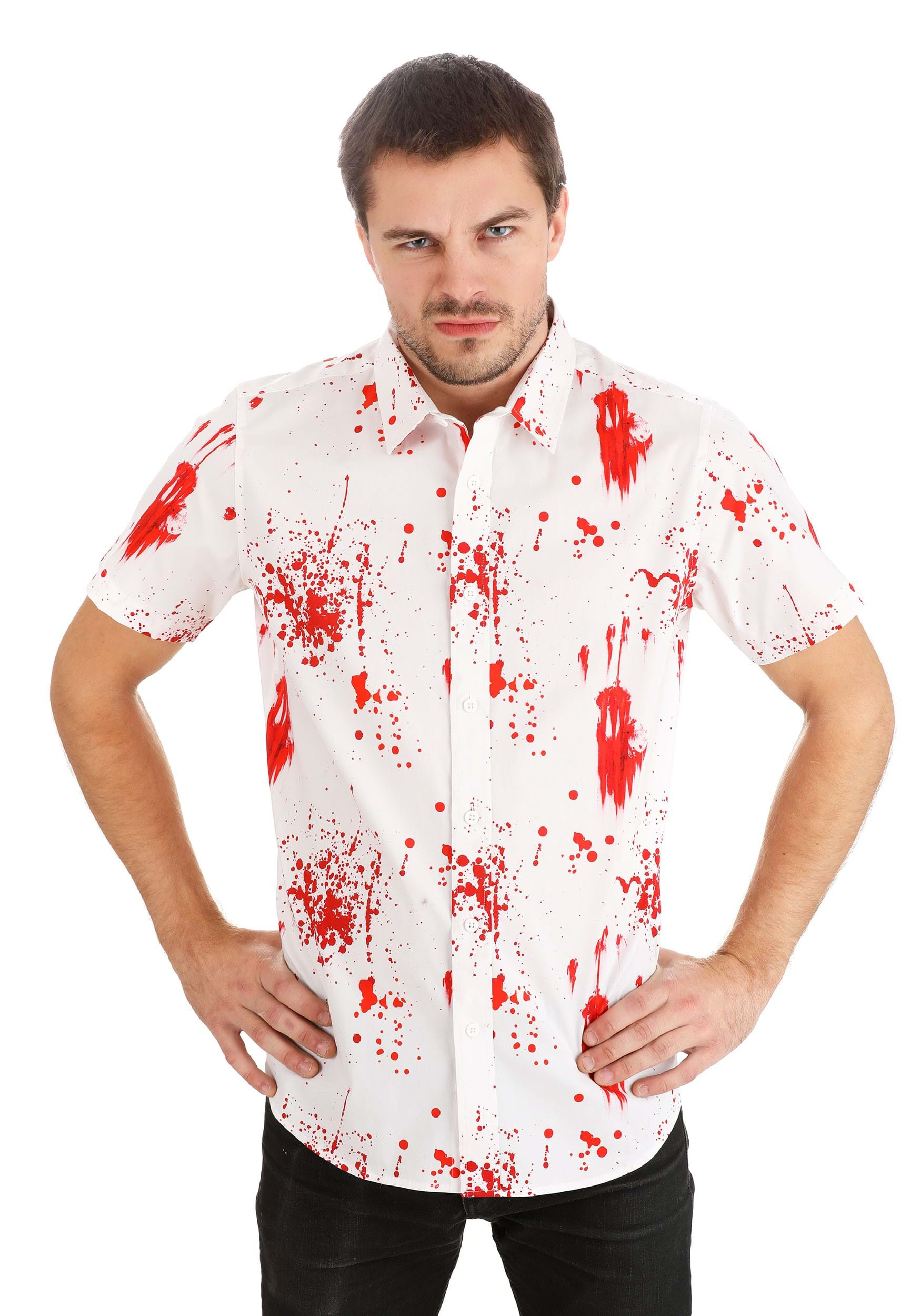 Bloody Haunted Halloween Button Up Shirt For Adults