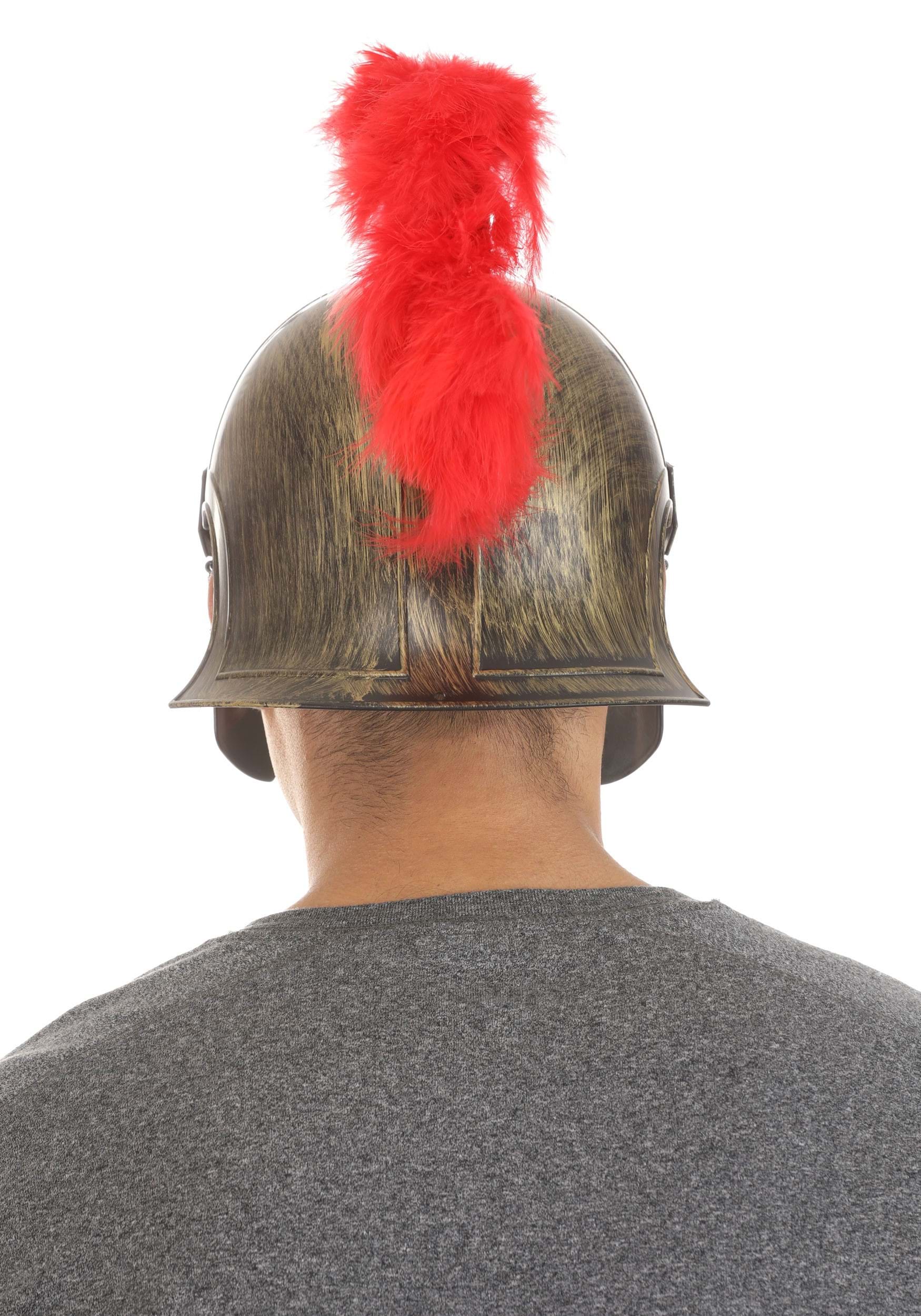 Gladiator Red Feather Costume Helmet For Adults