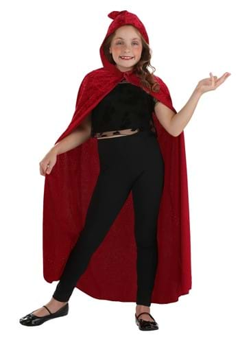 Kids Red Velvet Hooded Cape