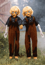 4FT Creepy Twin Boys Animatronic Decoration