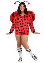 Plus Size Women's Ladybug Costume Romper Alt 2