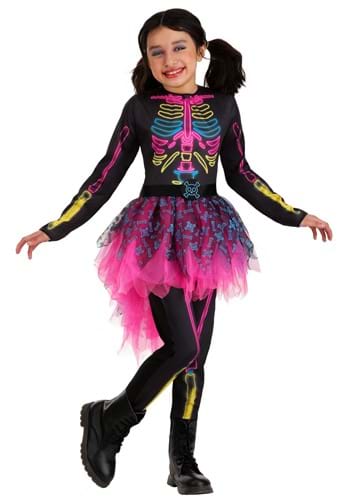 Girl's Neon Skeleton Costume Dress