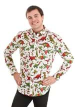 Adult Christmas Dinosaurs Button Up Shirt