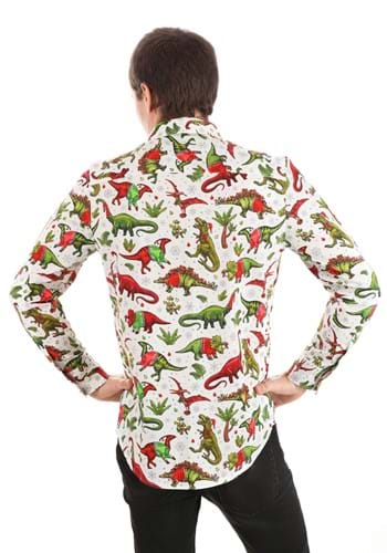 Christmas Dinosaurs Button Up Adult Shirt | Holiday Christmas Shirts