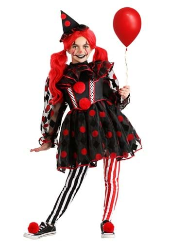 Wonderland Red Clown Girl's Costume | Evil Clown Costumes