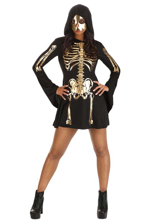 Womens Gilded Skeleton Dress Costume