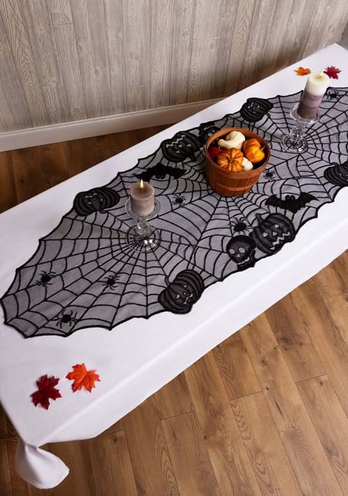 72"L x 27"W Black Halloween Pumpkins Table Runner Decoration | Table ...