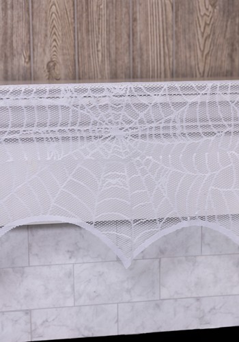 48-Inch Spider Web White Mantel Scarf Decoration | Indoor Decorations