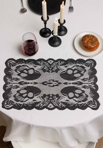 18"L x 12"W Black Skull Gothic Table Mat Decoration | Table Decorations