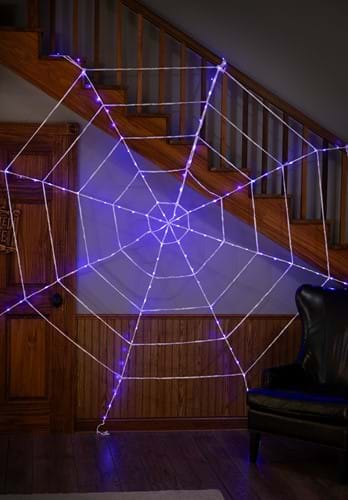 Purple Light-Up Spider Web Decoration