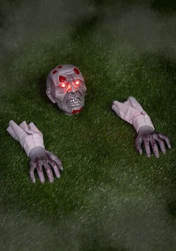 Zombie Head and Hands with Lights Prop Decoration | Scary Decorations