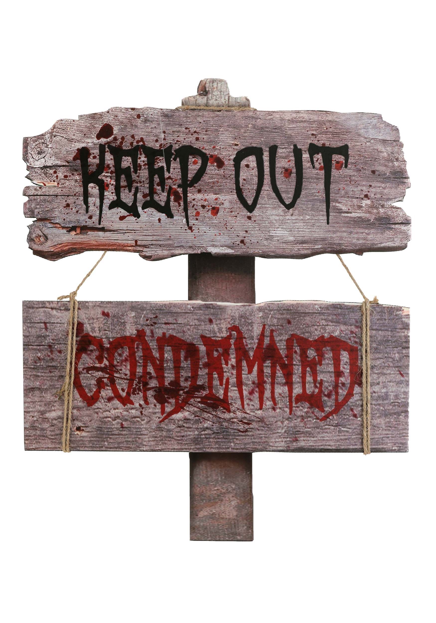 wooden keep out sign