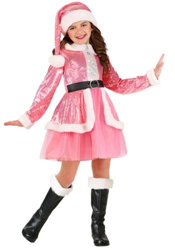 Girls Pink Santa Claus Costume