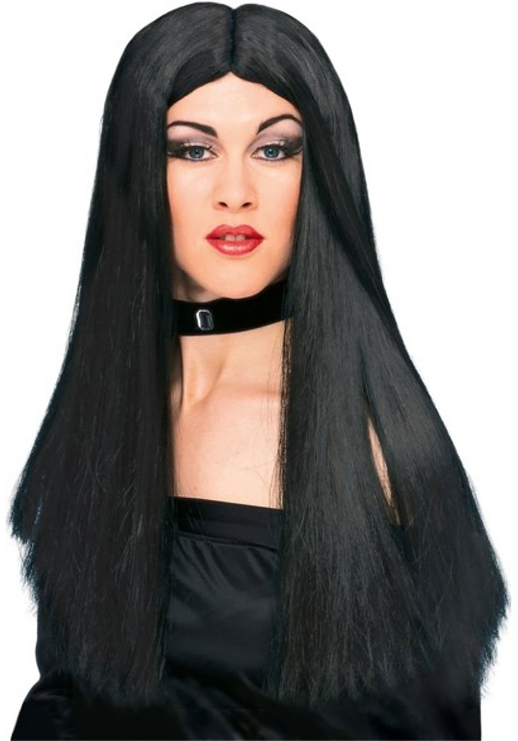 Ladies Halloween Long Fancy Dress Wig Black Witch Hippy Wig New fg 