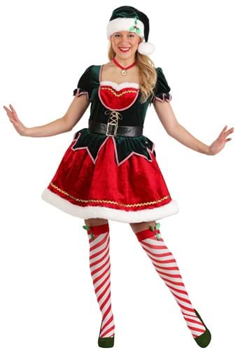 Womens Deluxe Festive Elf Costume