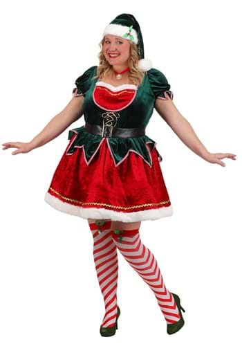 Plus Size Womens Deluxe Festive Elf Costume