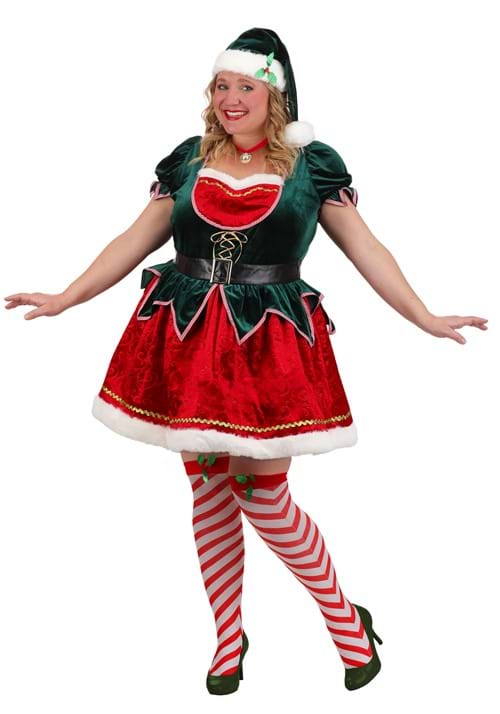 Plus Size Womens Deluxe Festive Elf Costume