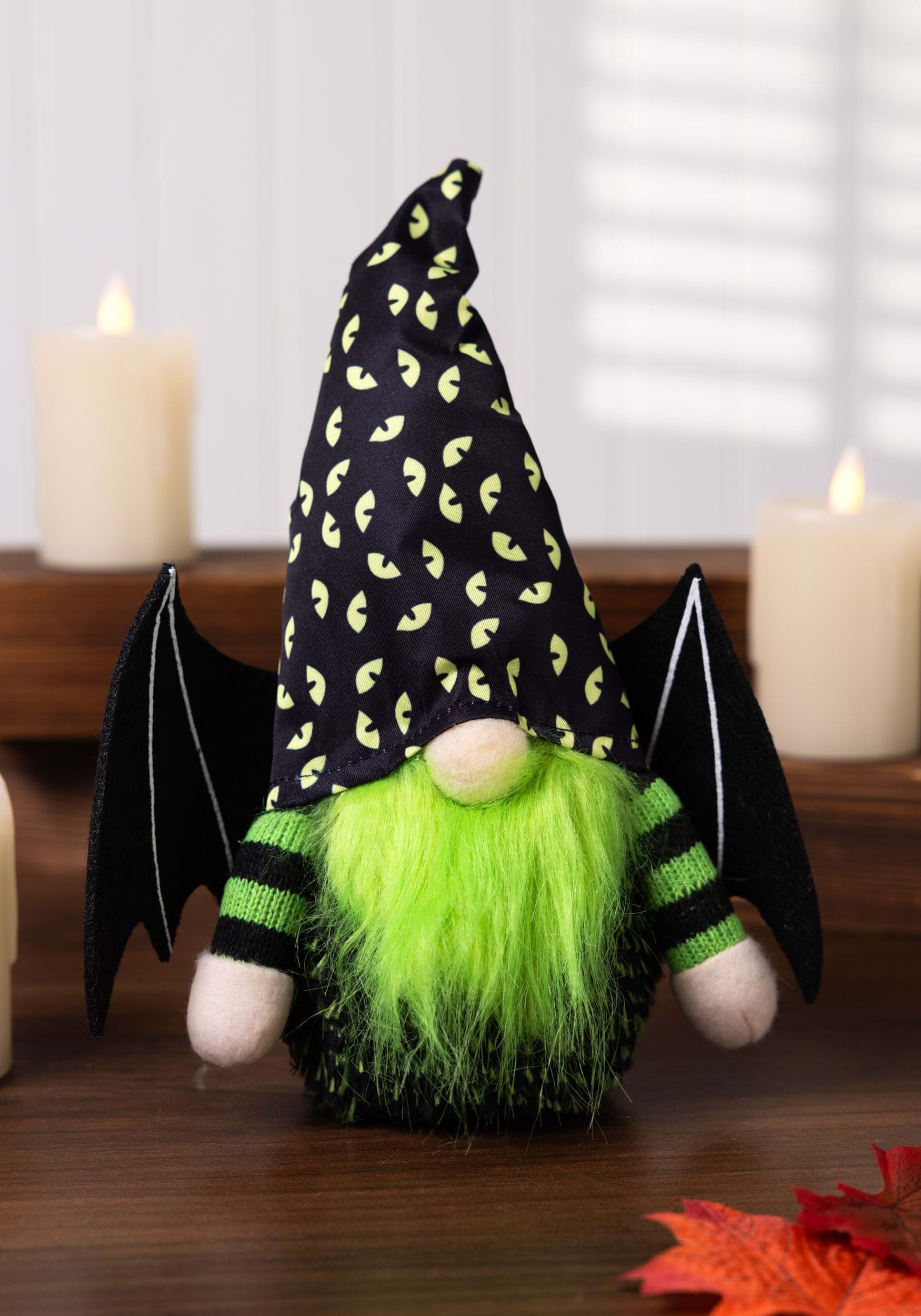 Green Bat Garden Gnome Halloween Decoration