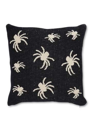 20" Cotton Knit Black & Cream Spider Pillow