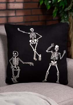 20 Inch Cotton Knit Black Cream Skeleton Pillow