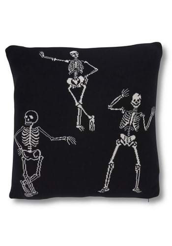 20" Cotton Knit Black & Cream Skeleton Pillow
