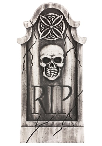 35.5-Inch Weathered Skull Tombstone Prop Decoration | Tombstones