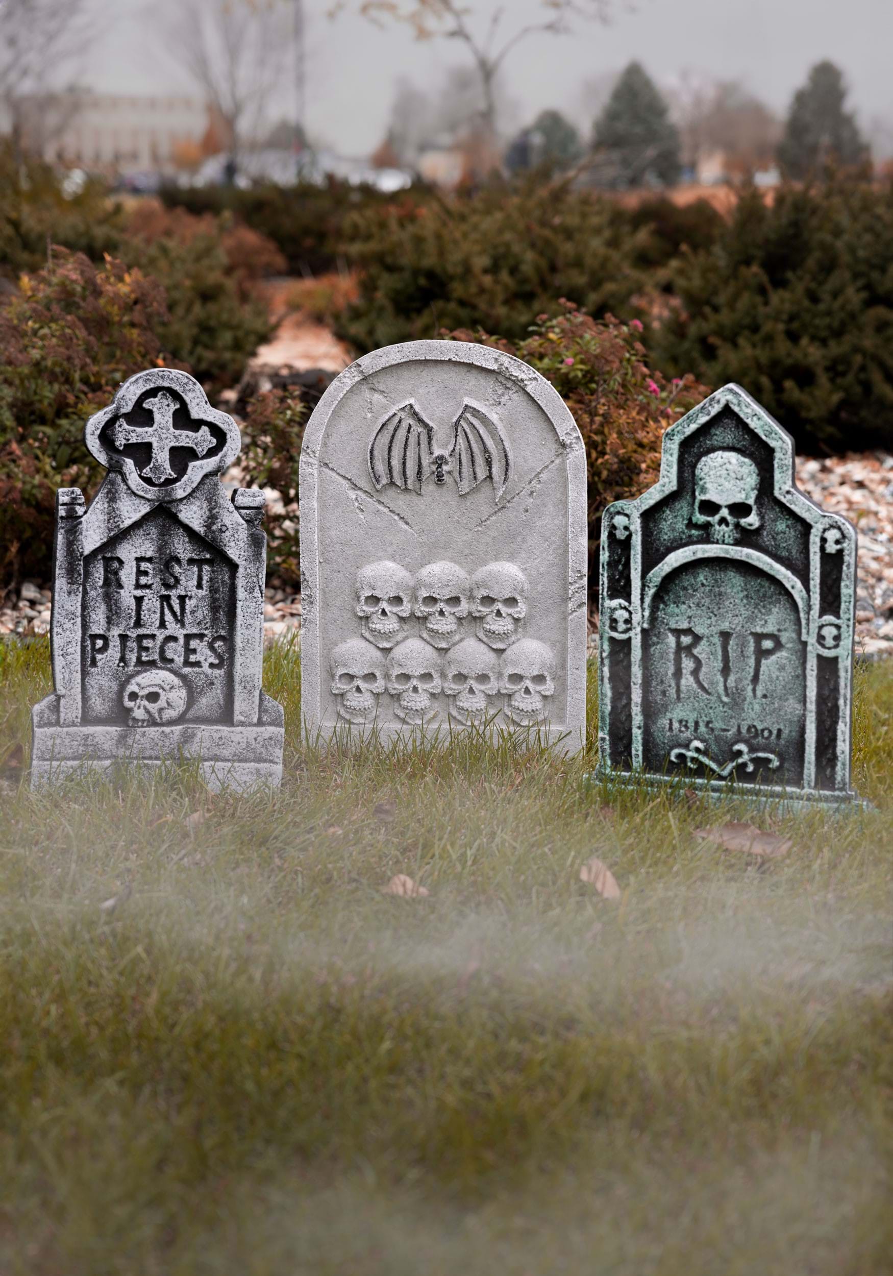 3 Piece 20-Inch Gothic Tombstone Decoration Set , Halloween Tombstones