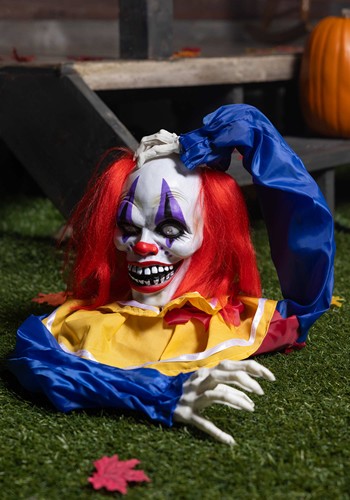 14-Inch Head Popping Clown Ground Breaker Animated Decoration | Evil Clown Decorations