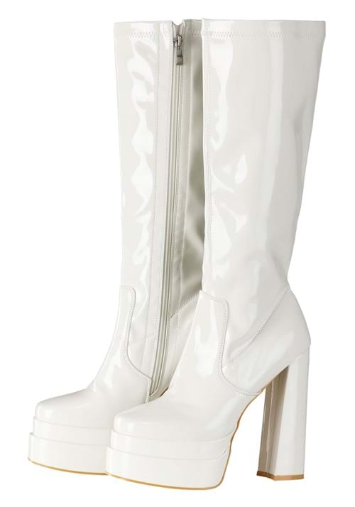 White Patent Platform Adult Gogo Boots