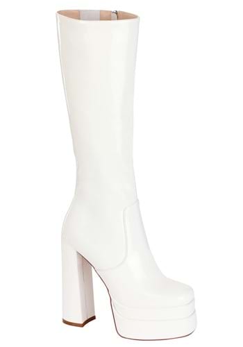 Adult White Patent Platform Gogo Boots