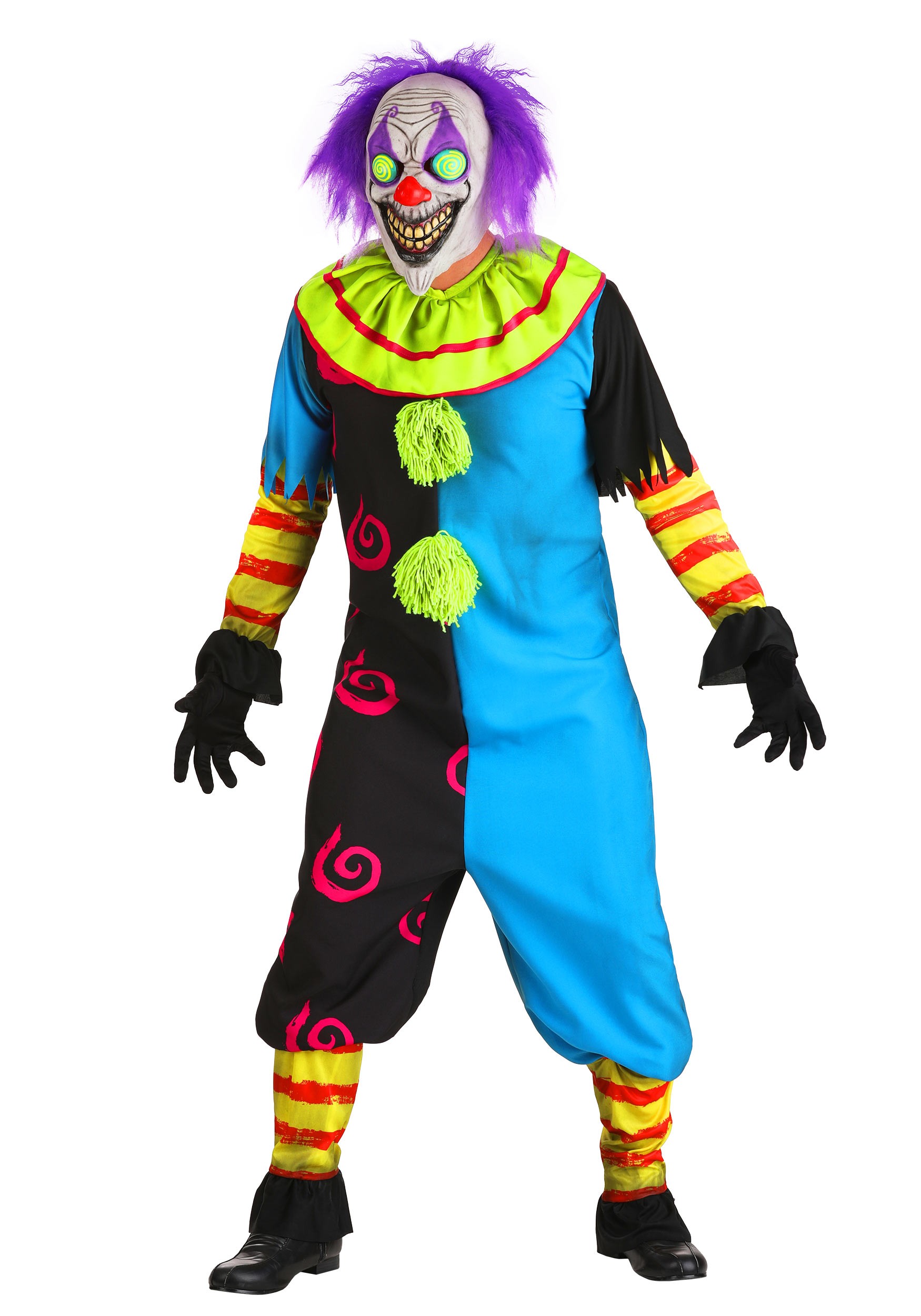 Men's Scary Black Light Clown Costume | Evil Clown Costumes