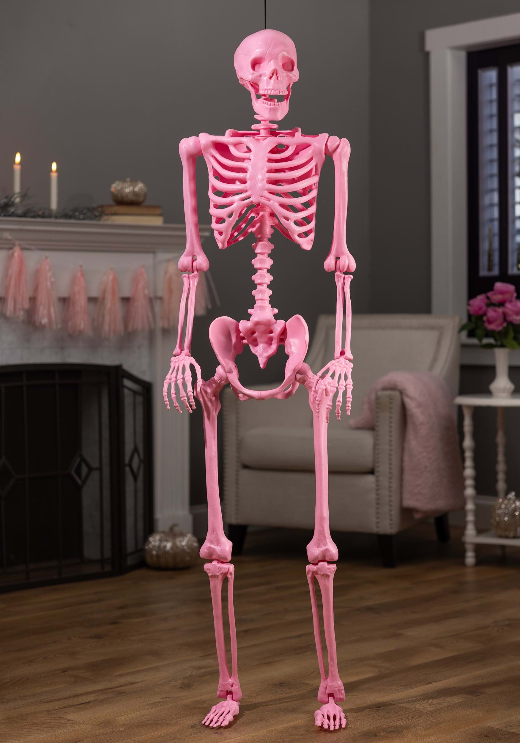 Poseable Crazy Bones Skeleton in Pink Halloween Decoration