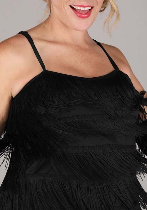 Fringe Flapper Costume Adult Black Dress Head Piece with Feather