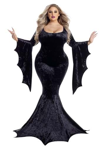 thumbnail image 2 of TIG Miss Darkness Costume – The Addams Family Morticia Fancy Dress – Halloween, Vampire Theme 2 of 6