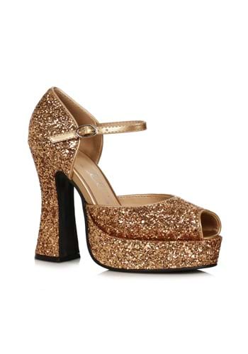 Womens Gold High Heel Open Toe Shoes