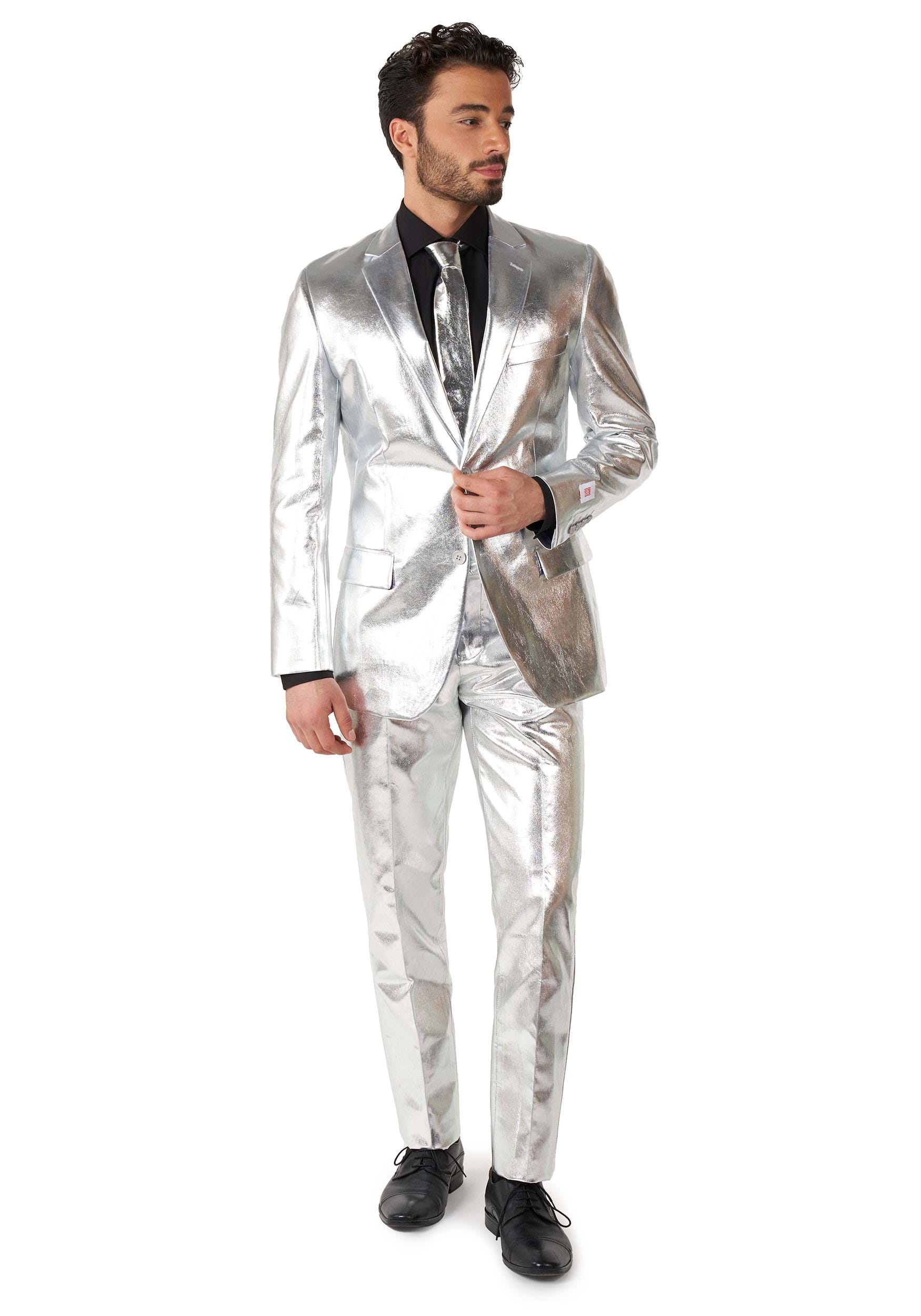Buy 1 Button Mens Silver Suit With Trim on the Collar 3pc Suit Online in  India - Etsy