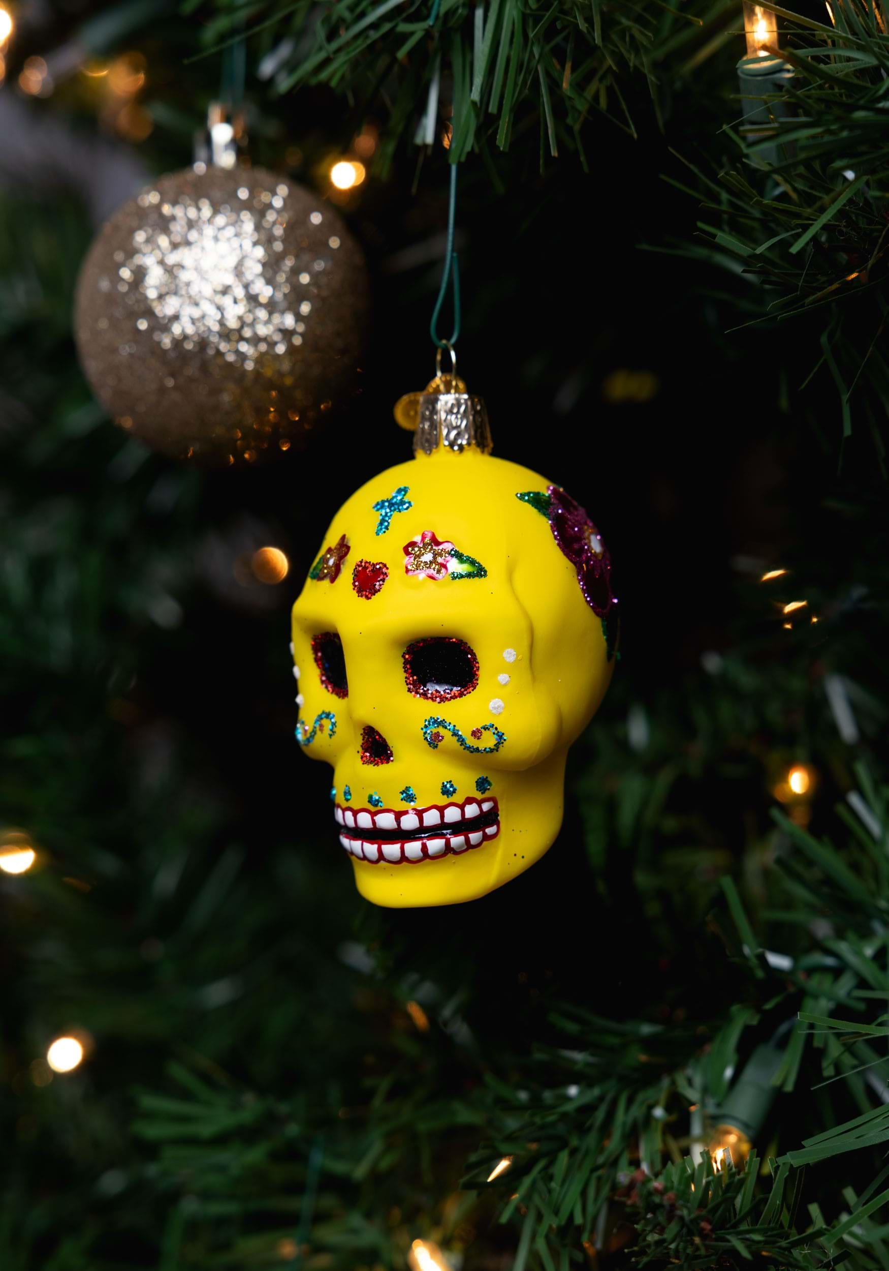 Photos - Other interior and decor Christmas Old World  Sugar Skull Ornament Green/Red/Yellow 
