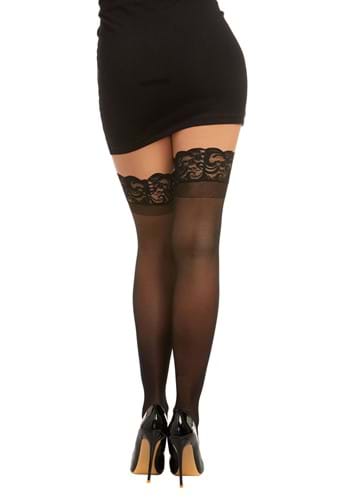 Black Anti-Slip Thigh High Women's Stockings with Lace Top | Costume Tights